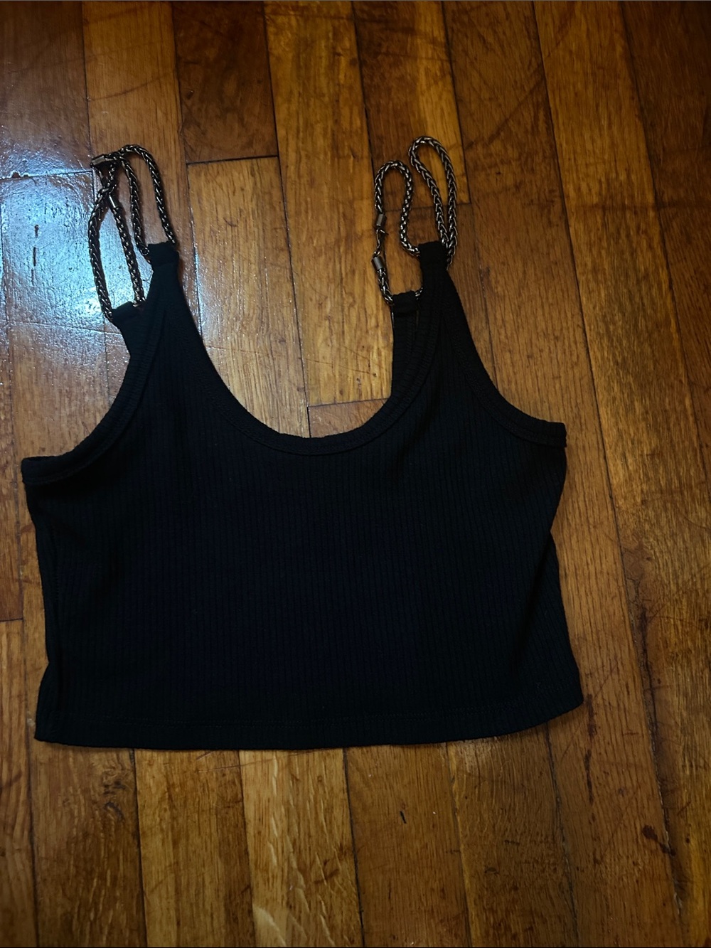 Black Ribbed Crop Tank Top - Picture 3 of 4